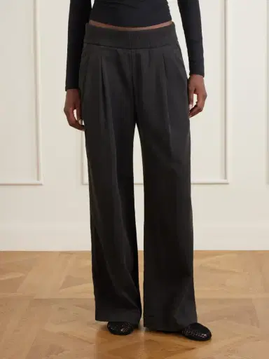 James Perse Ribbed Waist Cotton And Cashmere-blend Wide-leg Pants | Thumbnail 3