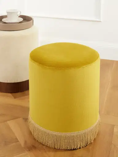 SIX THE RESIDENCE Fringed Velvet Pouf | Thumbnail 2