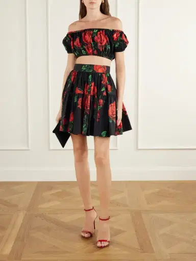 Dolce & Gabbana Off-the-shoulder Cropped Floral-print Cotton-poplin Top | Thumbnail 2 Dolce & Gabbana Off-the-shoulder Cropped Floral-print Cotton-poplin Top | Thumbnail 2