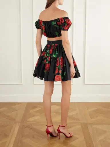 Dolce & Gabbana Off-the-shoulder Cropped Floral-print Cotton-poplin Top | Thumbnail 3 Dolce & Gabbana Off-the-shoulder Cropped Floral-print Cotton-poplin Top | Thumbnail 3