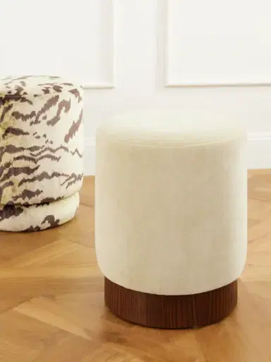SIX THE RESIDENCE Mohair-velvet Wood Pouf | Thumbnail 2