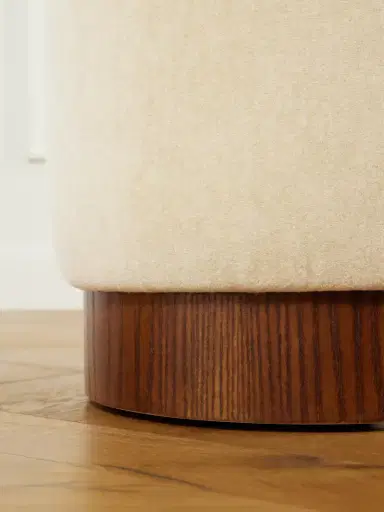 SIX THE RESIDENCE Mohair-velvet Wood Pouf | Thumbnail 3