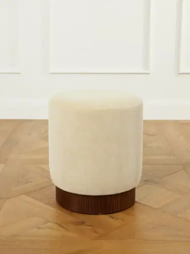 SIX THE RESIDENCE Mohair-velvet Wood Pouf | Thumbnail 1