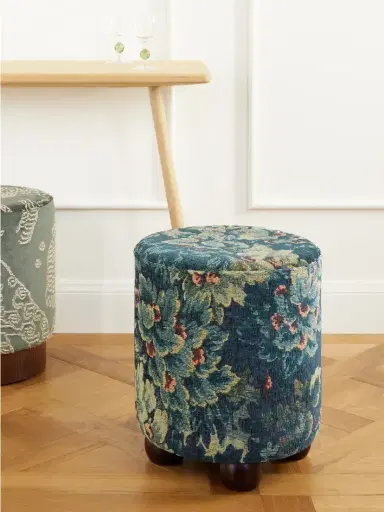 SIX THE RESIDENCE Nobilis Cluny Velvet-jacquard And Wood Pouf | Thumbnail 2