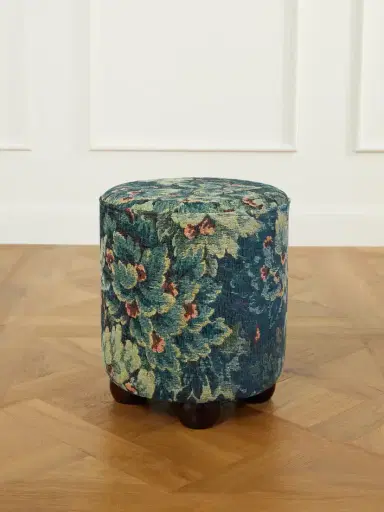 SIX THE RESIDENCE Nobilis Cluny Velvet-jacquard And Wood Pouf | Thumbnail 1