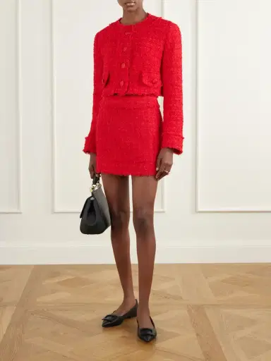 Dolce & Gabbana Cropped Frayed Cotton-blend Tweed Jacket | Thumbnail 2