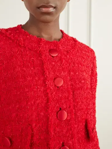 Dolce & Gabbana Cropped Frayed Cotton-blend Tweed Jacket | Thumbnail 4