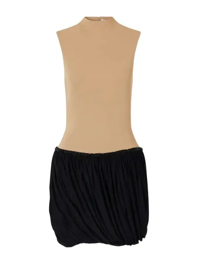 Abadia Draped Bead-embellished Two-tone Jersey Mini Dress