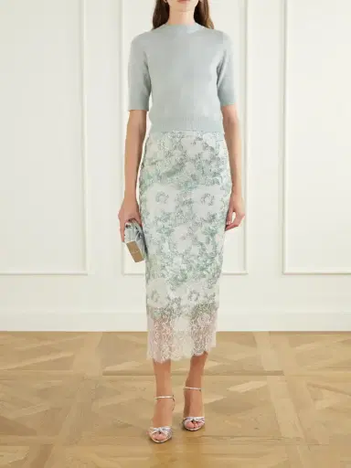 Costarellos Tamlin Sequin-embellished Lace Midi Skirt | Thumbnail 2