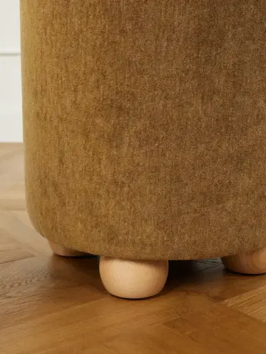 SIX THE RESIDENCE Gingerbread Mohair-velvet Wood Pouf | Thumbnail 3