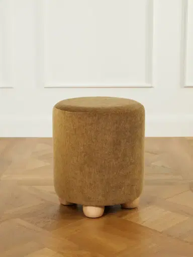SIX THE RESIDENCE Gingerbread Mohair-velvet Wood Pouf | Thumbnail 1
