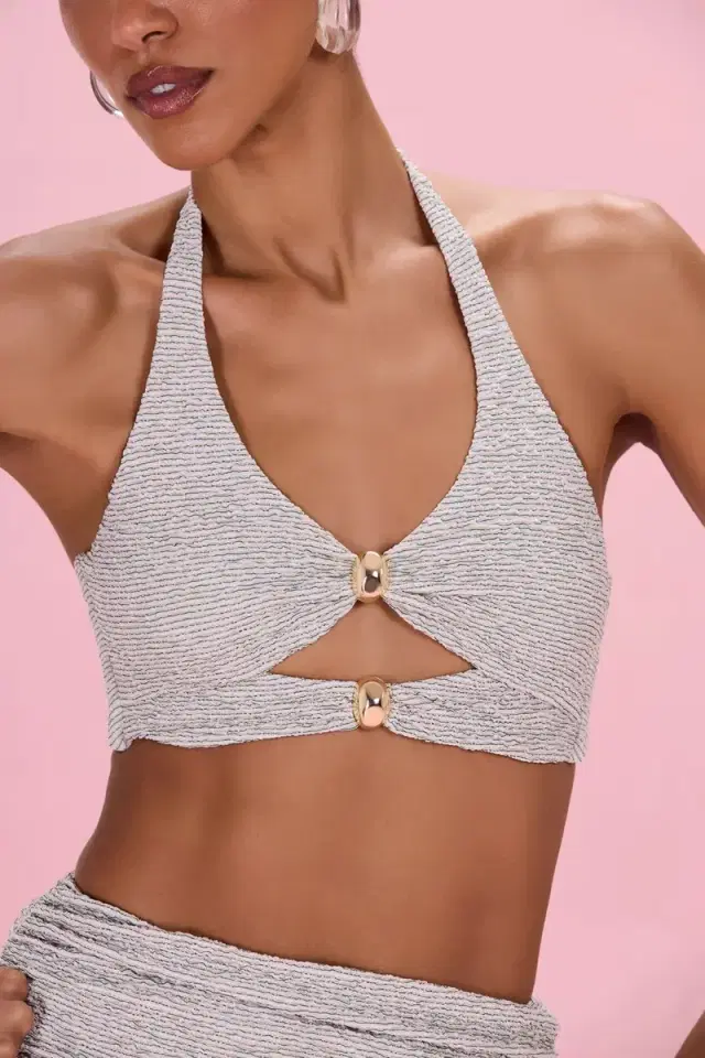 PatBo SILVERSAND HALTER BIKINI TOP