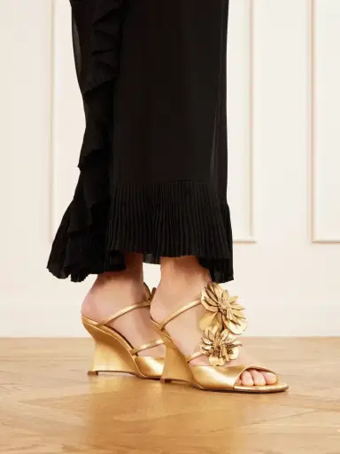Zimmermann Belara Appliquéd Metallic Leather Wedge Sandals | Thumbnail 2 Zimmermann Belara Appliquéd Metallic Leather Wedge Sandals | Thumbnail 2