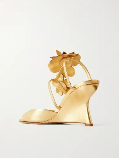 Zimmermann Belara Appliquéd Metallic Leather Wedge Sandals | Thumbnail 3 Zimmermann Belara Appliquéd Metallic Leather Wedge Sandals | Thumbnail 3