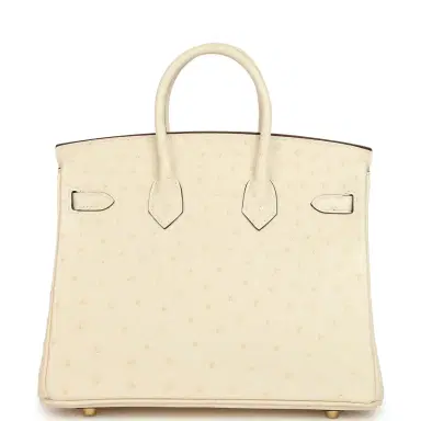 HERMÈS Hermes Birkin 25 Nata Ostrich Boreal Gold Hardware | Thumbnail 4 HERMÈS Hermes Birkin 25 Nata Ostrich Boreal Gold Hardware | Thumbnail 4