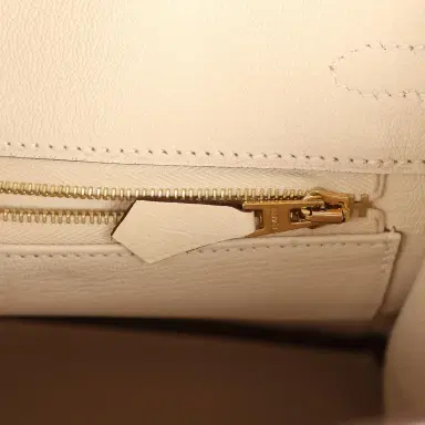 HERMÈS Hermes Birkin 25 Nata Ostrich Boreal Gold Hardware | Thumbnail 9 HERMÈS Hermes Birkin 25 Nata Ostrich Boreal Gold Hardware | Thumbnail 9