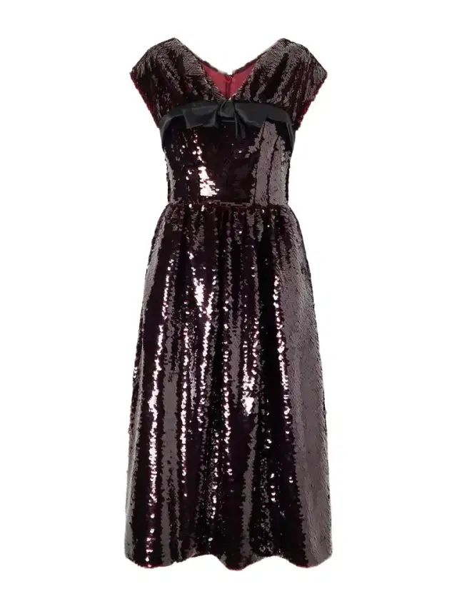 Simone Rocha Gathered Bow-detailed Sequined Midi Dress