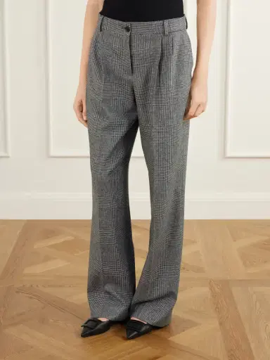 Dolce & Gabbana Pleated Prince Of Wales Wool And Cashmere-blend Flannel Wide-leg Pants | Thumbnail 3 Dolce & Gabbana Pleated Prince Of Wales Wool And Cashmere-blend Flannel Wide-leg Pants | Thumbnail 3