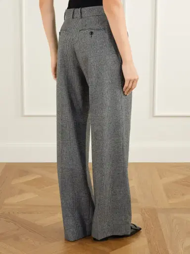 Dolce & Gabbana Pleated Prince Of Wales Wool And Cashmere-blend Flannel Wide-leg Pants | Thumbnail 4 Dolce & Gabbana Pleated Prince Of Wales Wool And Cashmere-blend Flannel Wide-leg Pants | Thumbnail 4
