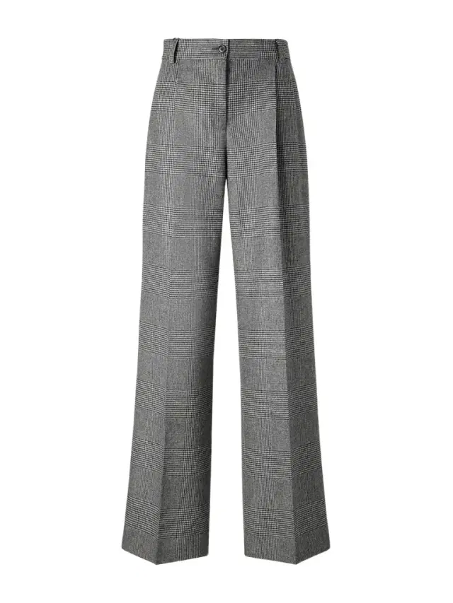 Pleated Prince Of Wales Wool And Cashmere-blend Flannel Wide-leg Pants