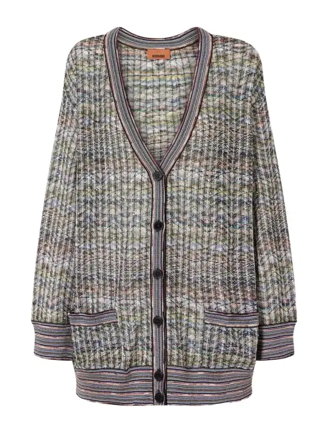 Missoni Striped Metallic Crochet-knit Cardigan