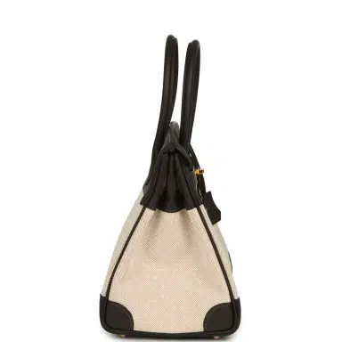 HERMÈS Hermes Birkin 30 Ecru and Beige Toile H Canvas, Bai Brun Swift Gold Hardware | Thumbnail 3 HERMÈS Hermes Birkin 30 Ecru and Beige Toile H Canvas, Bai Brun Swift Gold Hardware | Thumbnail 3