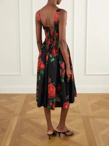 Dolce & Gabbana Floral-print Cotton-poplin Bustier Midi Dress | Thumbnail 3