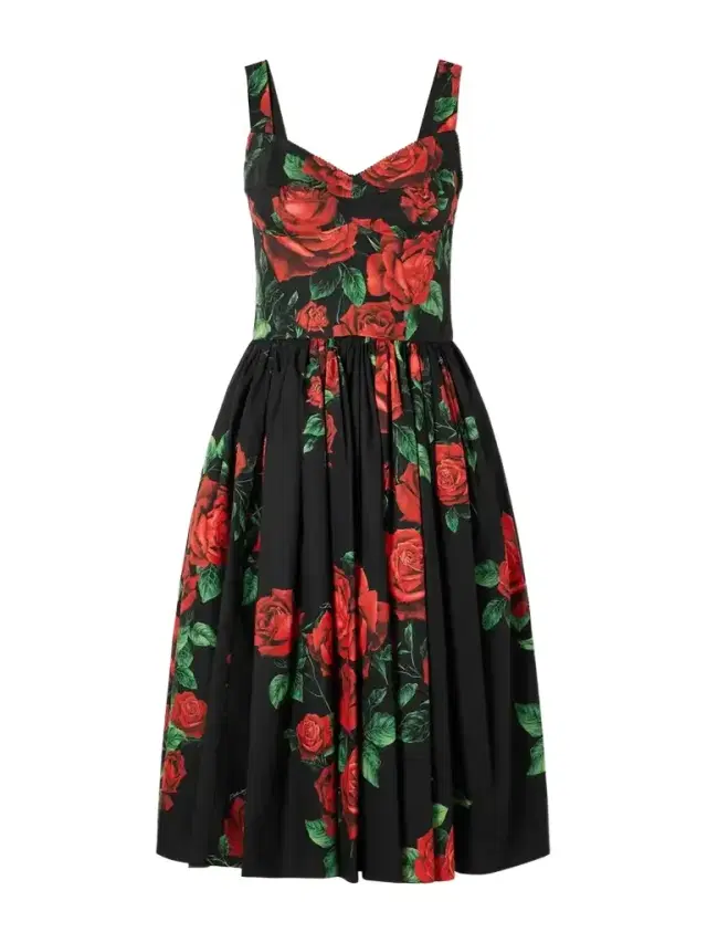 Floral-print Cotton-poplin Bustier Midi Dress