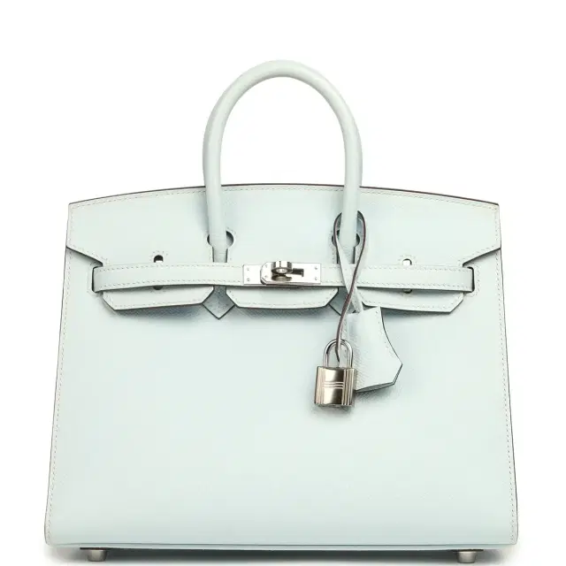 HERMÈS Hermes Birkin Sellier 25 Bleu Brume Epsom Palladium Hardware