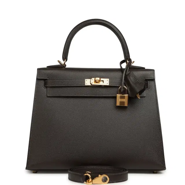 HERMÈS Hermes Kelly Sellier 25 Bai Brun Madame Gold Hardware