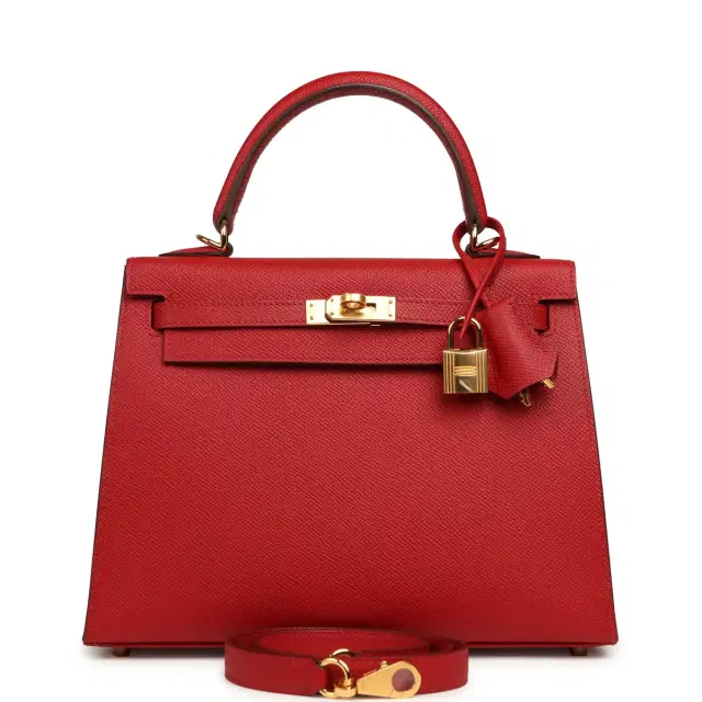HERMÈS Hermes Kelly Sellier 25 Rouge Piment Epsom Gold Hardware