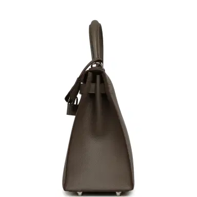 HERMÈS Hermes Kelly Sellier 28 Etain Epsom Palladium Hardware | Thumbnail 4 HERMÈS Hermes Kelly Sellier 28 Etain Epsom Palladium Hardware | Thumbnail 4