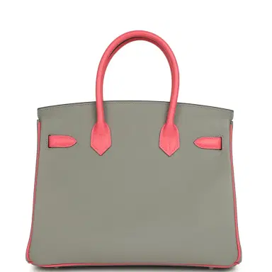 HERMÈS Hermes Special Order (HSS) Birkin 30 Gris Mouette, Rose Azalee Epsom Brushed Palladium Hardware | Thumbnail 4 HERMÈS Hermes Special Order (HSS) Birkin 30 Gris Mouette, Rose Azalee Epsom Brushed Palladium Hardware | Thumbnail 4