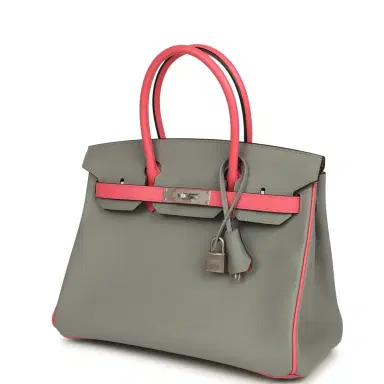 HERMÈS Hermes Special Order (HSS) Birkin 30 Gris Mouette, Rose Azalee Epsom Brushed Palladium Hardware | Thumbnail 5 HERMÈS Hermes Special Order (HSS) Birkin 30 Gris Mouette, Rose Azalee Epsom Brushed Palladium Hardware | Thumbnail 5