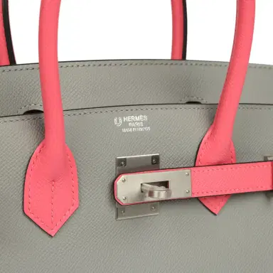 HERMÈS Hermes Special Order (HSS) Birkin 30 Gris Mouette, Rose Azalee Epsom Brushed Palladium Hardware | Thumbnail 7 HERMÈS Hermes Special Order (HSS) Birkin 30 Gris Mouette, Rose Azalee Epsom Brushed Palladium Hardware | Thumbnail 7