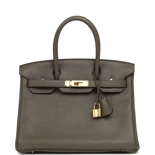 HERMÈS Pre-owned Hermes Birkin 30 Etain Clemence Gold Hardware