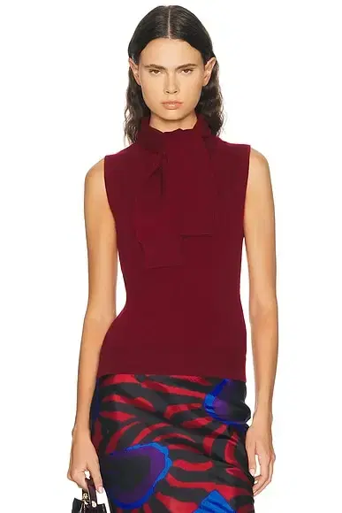 AKNVAS Giorgia Cashmere Wool Blend Sleeveless Tie Knit Top