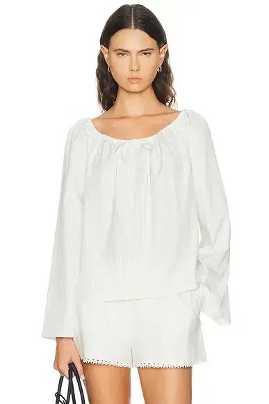 DONNI. The Pop Pinstripe Tie Top