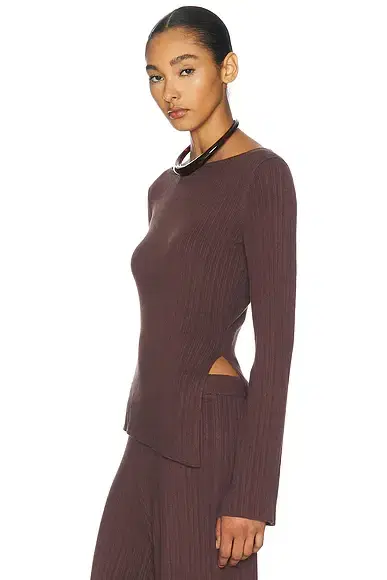 L'Academie Sibylla Rib Knit Top