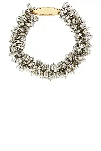 Dries Van Noten Handmade Bead Embroidered Metal Plate Necklace