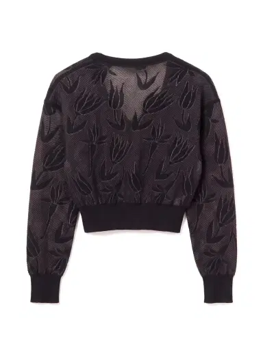 Dodiee Cara Sheer Floral Jacquard Cropped Sweater | Thumbnail 2