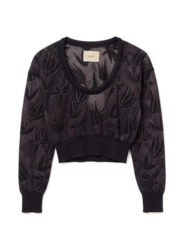 Dodiee Cara Sheer Floral Jacquard Cropped Sweater