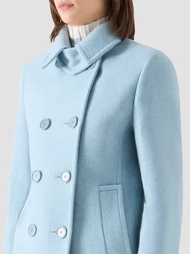 Akris punto Women's Wool Double-Breasted Peacoat - Light Blue - Size 16 | Thumbnail 5 Akris punto Women's Wool Double-Breasted Peacoat - Light Blue - Size 16 | Thumbnail 5