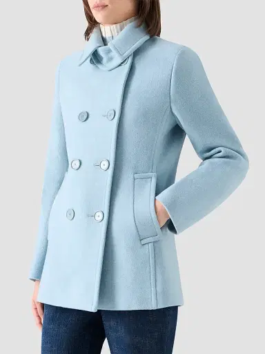 Akris punto Women's Wool Double-Breasted Peacoat - Light Blue - Size 16 | Thumbnail 6 Akris punto Women's Wool Double-Breasted Peacoat - Light Blue - Size 16 | Thumbnail 6