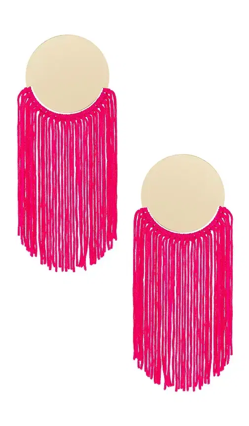8 Other Reasons Round Top & Flowing Fringe Tassel Statement Earrings
