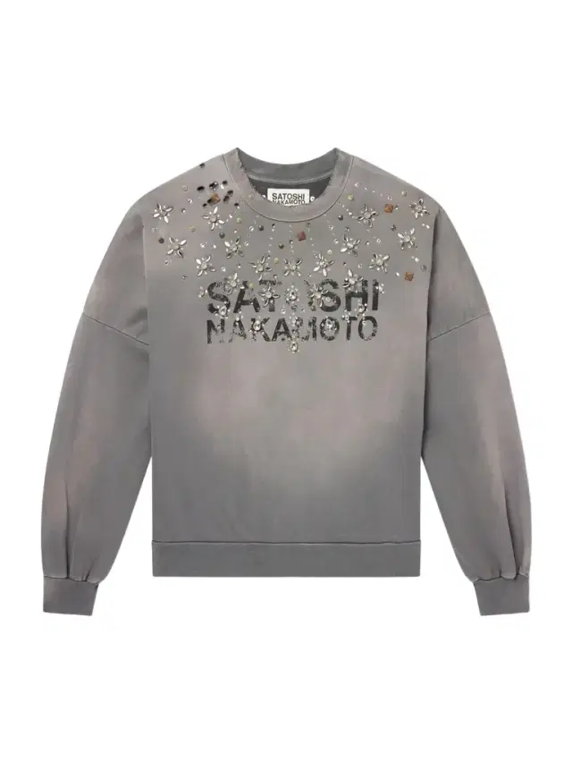 Satoshi Nakamoto Crystal Castle Logo-Printed Embellished Distressed Cotton Sweatshirt - Men