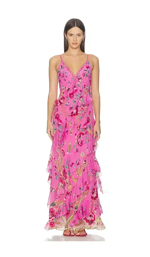 Camilla Asymmetrical Ruffle Slip Dress