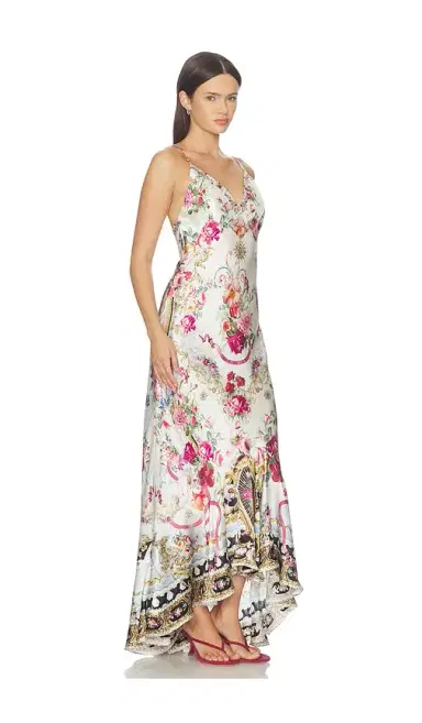 Camilla V Neck Slip Dress With Flounce Hem | Thumbnail 2