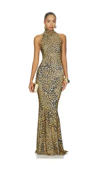 Norma Kamali Halter Turtle Fishtail Gown | Thumbnail 1