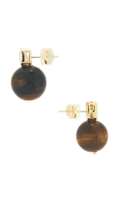 SHASHI Emerald Baguette Tiger Eye Earring | Thumbnail 2